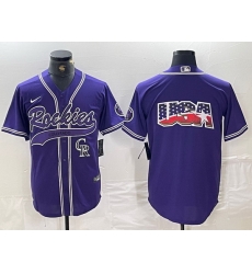 Men Colorado Rockies Purple Team Big Logo Cool Base Stitched Baseball Jersey 2 Men Colorado Rockies Purple Team Big Logo Cool Base Stitched Baseball Jersey 2