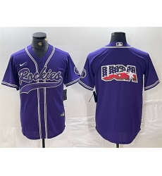 Men Colorado Rockies Purple Team Big Logo Cool Base Stitched Baseball JerseyS Men Colorado Rockies Purple Team Big Logo Cool Base Stitched Baseball JerseyS