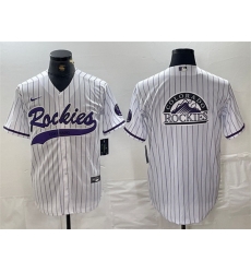 Men Colorado Rockies White Team Big Logo Cool Base Stitched Baseball Jerseys Men Colorado Rockies White Team Big Logo Cool Base Stitched Baseball Jerseys