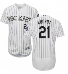 Mens Majestic Colorado Rockies 21 Jonathan Lucroy White Flexbase Authentic Collection MLB Jersey Mens Majestic Colorado Rockies 21 Jonathan Lucroy White Flexbase Authentic Collection MLB Jersey