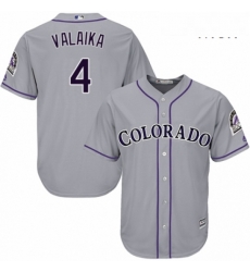 Mens Majestic Colorado Rockies 4 Pat Valaika Replica Grey Road Cool Base MLB Jersey Mens Majestic Colorado Rockies 4 Pat Valaika Replica Grey Road Cool Base MLB Jersey