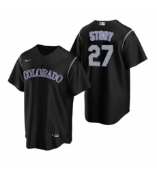 Mens Nike Colorado Rockies 27 Trevor Story Black Alternate Stitched Baseball Jerse Mens Nike Colorado Rockies 27 Trevor Story Black Alternate Stitched Baseball Jerse