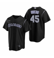Mens Nike Colorado Rockies 45 Scott Oberg Black Alternate Stitched Baseball Jersey Mens Nike Colorado Rockies 45 Scott Oberg Black Alternate Stitched Baseball Jersey