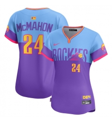 Women Colorado Rockies 24 Ryan McMahon Purple Light Blue 2025 City Connect Limited Stitched Baseball Jersey