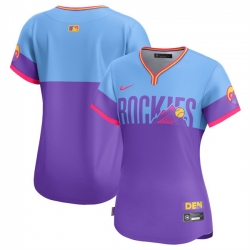 Women Colorado Rockies Blank Purple Light Blue 2025 City Connect Limited Stitched Baseball Jersey