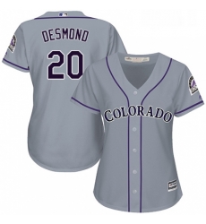 Womens Majestic Colorado Rockies 20 Ian Desmond Replica Grey Road Cool Base MLB Jersey Womens Majestic Colorado Rockies 20 Ian Desmond Replica Grey Road Cool Base MLB Jersey