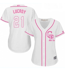 Womens Majestic Colorado Rockies 21 Jonathan Lucroy Authentic White Fashion Cool Base MLB Jersey Womens Majestic Colorado Rockies 21 Jonathan Lucroy Authentic White Fashion Cool Base MLB Jersey