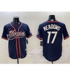 Men Detroit Tigers 17 Parker Meadows Navy With Patch Cool Base Stitched Baseball Jersey Men Detroit Tigers 17 Parker Meadows Navy With Patch Cool Base Stitched Baseball Jersey