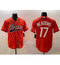 Men Detroit Tigers 17 Parker Meadows Orange With Patch Cool Base Stitched Baseball Jersey