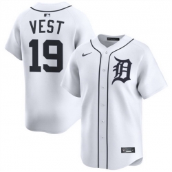 Men Detroit Tigers 19 Will Vest White 2024 Home Limited Stitched Baseball Jersey