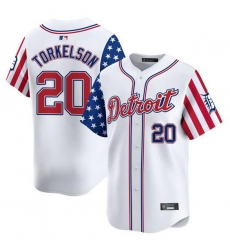 Men Detroit Tigers 20 Spencer Torkelson White 2025 Independence Day Vapor Premier Limited Stitched Baseball Jersey Men Detroit Tigers 20 Spencer Torkelson White 2025 Independence Day Vapor Premier Limited Stitched Baseball Jersey