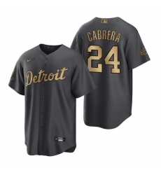 Men Detroit Tigers 24 Miguel Cabrera 2022 All Star Charcoal Base Base Stitched Jersey Men Detroit Tigers 24 Miguel Cabrera 2022 All Star Charcoal Base Base Stitched Jersey