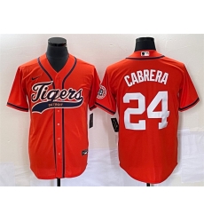 Men Detroit Tigers 24 Miguel Cabrera Orange Cool Base Stitched Baseball Jersey Men Detroit Tigers 24 Miguel Cabrera Orange Cool Base Stitched Baseball Jersey