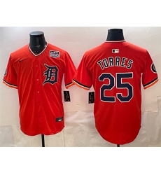 Men Detroit Tigers 25 Gleyber Torres Orange 2026 Alternate USA 250 Patch Vapor Premier Limited Stitched Baseball Jersey Men Detroit Tigers 25 Gleyber Torres Orange 2026 Alternate USA 250 Patch Vapor Premier Limited Stitched Baseball Jersey