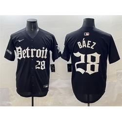 Men Detroit Tigers 28 Javier B E1ez Black  27Motor Gothic Edition 27 Vapor Premier Limited Stitched Baseball Jersey