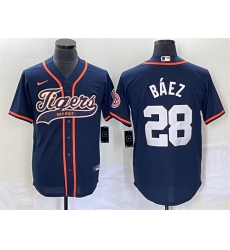 Men Detroit Tigers 28 Javier Baez Navy Cool Base Stitched Baseball Jersey Men Detroit Tigers 28 Javier Baez Navy Cool Base Stitched Baseball Jersey
