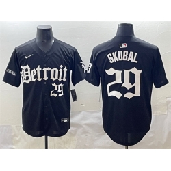 Men Detroit Tigers 29 Tarik Skubal Black  27Motor Gothic Edition 27 Vapor Premier Limited Stitched Baseball Jersey