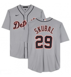 Men Detroit Tigers 29 Tarik Skubal Grey Cool Base Stitched Baseball Jersey Men Detroit Tigers 29 Tarik Skubal Grey Cool Base Stitched Baseball Jersey