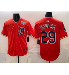 Men Detroit Tigers 29 Tarik Skubal Orange 2026 Alternate USA 250 Patch Vapor Premier Limited Stitched Baseball Jersey Men Detroit Tigers 29 Tarik Skubal Orange 2026 Alternate USA 250 Patch Vapor Premier Limited Stitched Baseball Jersey