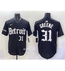 Men Detroit Tigers 31 Riley Greene Black  27Motor Gothic Edition 27 Vapor Premier Limited Stitched Baseball Jersey