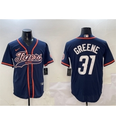 Men Detroit Tigers 31 Riley Greene Navy With Patch Cool Base Stitched Baseball Jersey Men Detroit Tigers 31 Riley Greene Navy With Patch Cool Base Stitched Baseball Jersey