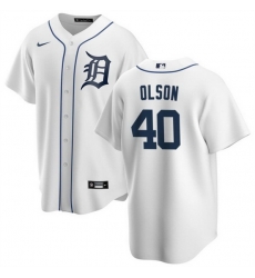Men Detroit Tigers 40 Reese Olson White Cool Base Stitched Baseball Jersey Men Detroit Tigers 40 Reese Olson White Cool Base Stitched Baseball Jersey