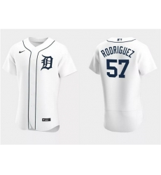 Men Detroit Tigers 57 Eduardo Rodriguez White Flex Base Stitched Jersey Men Detroit Tigers 57 Eduardo Rodriguez White Flex Base Stitched Jersey