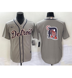 Men Detroit Tigers Grey Team Big Logo Cool Base Stitched Jersey Men Detroit Tigers Grey Team Big Logo Cool Base Stitched Jersey