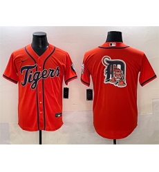 Men Detroit Tigers Team Big Logo Orange With Patch Cool Base Stitched Baseball Jersey Men Detroit Tigers Team Big Logo Orange With Patch Cool Base Stitched Baseball Jersey