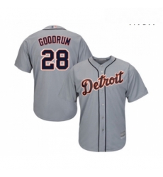 Mens Detroit Tigers 28 Niko Goodrum Replica Grey Road Cool Base Baseball Jersey Mens Detroit Tigers 28 Niko Goodrum Replica Grey Road Cool Base Baseball Jersey