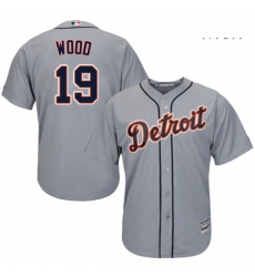 Mens Majestic Detroit Tigers 19 Travis Wood Replica Grey Road Cool Base MLB Jersey Mens Majestic Detroit Tigers 19 Travis Wood Replica Grey Road Cool Base MLB Jersey