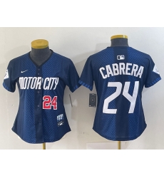 Women Detroit Tigers 24 Miguel Cabrera 2024 Navy City Connect Cool Base Limited Stitched Baseball Jersey 001 Women Detroit Tigers 24 Miguel Cabrera 2024 Navy City Connect Cool Base Limited Stitched Baseball Jersey 001
