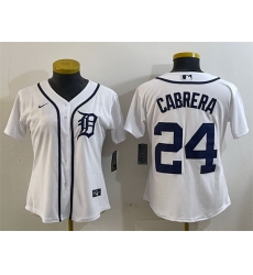 Women Detroit Tigers 24 Miguel Cabrera White Cool Base Stitched Baseball Jersey Women Detroit Tigers 24 Miguel Cabrera White Cool Base Stitched Baseball Jersey