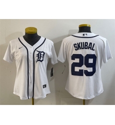 Women Detroit Tigers 29 Tarik Skubal White Cool Base Stitched Baseball Jersey