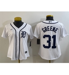 Women Detroit Tigers 31 Riley Greene White Cool Base Stitched Baseball Jersey Women Detroit Tigers 31 Riley Greene White Cool Base Stitched Baseball Jersey