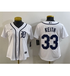 Women Detroit Tigers 33 Colt Keith White Cool Base Stitched Baseball Jersey Women Detroit Tigers 33 Colt Keith White Cool Base Stitched Baseball Jersey