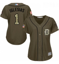 Womens Majestic Detroit Tigers 1 Jose Iglesias Authentic Green Salute to Service MLB Jersey Womens Majestic Detroit Tigers 1 Jose Iglesias Authentic Green Salute to Service MLB Jersey