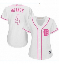 Womens Majestic Detroit Tigers 4 Omar Infante Replica White Fashion Cool Base MLB Jersey Womens Majestic Detroit Tigers 4 Omar Infante Replica White Fashion Cool Base MLB Jersey