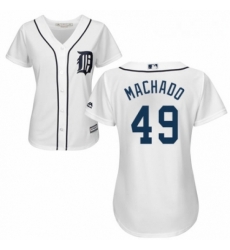 Womens Majestic Detroit Tigers 49 Dixon Machado Replica White Home Cool Base MLB Jersey Womens Majestic Detroit Tigers 49 Dixon Machado Replica White Home Cool Base MLB Jersey