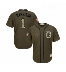 Youth Detroit Tigers 1 Josh Harrison Authentic Green Salute to Service Baseball Jersey Youth Detroit Tigers 1 Josh Harrison Authentic Green Salute to Service Baseball Jersey