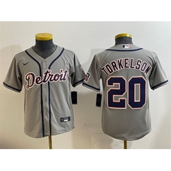 Youth Detroit Tigers 20 Spencer Torkelson Grey Cool Base Stitched Baseball Jersey