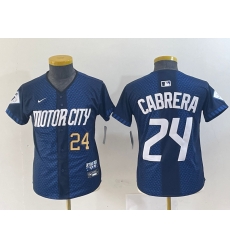 Youth Detroit Tigers 24 Miguel Cabrera 2024 Navy City Connect Cool Base Limited Stitched Baseball Jersey 002 Youth Detroit Tigers 24 Miguel Cabrera 2024 Navy City Connect Cool Base Limited Stitched Baseball Jersey 002