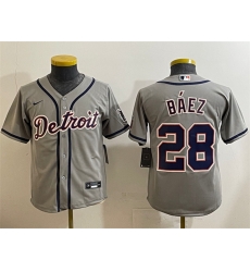 Youth Detroit Tigers 28 Javier B E1ez Grey Cool Base Stitched Baseball Jersey Youth Detroit Tigers 28 Javier B E1ez Grey Cool Base Stitched Baseball Jersey