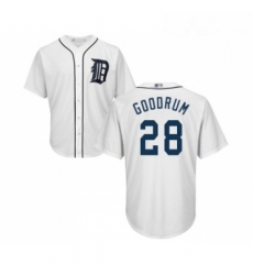 Youth Detroit Tigers 28 Niko Goodrum Replica White Home Cool Base Baseball Jersey Youth Detroit Tigers 28 Niko Goodrum Replica White Home Cool Base Baseball Jersey