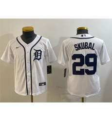 Youth Detroit Tigers 29 Tarik Skubal White Cool Base Stitched Baseball Jersey Youth Detroit Tigers 29 Tarik Skubal White Cool Base Stitched Baseball Jersey