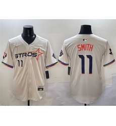 Men Houston Astros 11 Cam Smith Cream 2025 City Connect With Texas Patch Limited Stitched Baseball Jersey