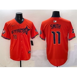 Men Houston Astros 11 Cam Smith Orange 2025 City Connect With Texas Patch Limited Stitched Baseball Jersey