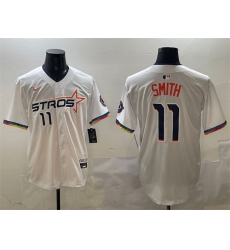 Men Houston Astros 11 Cam Smith White 2025 City Connect Limited Stitched Baseball Jersey Men Houston Astros 11 Cam Smith White 2025 City Connect Limited Stitched Baseball Jersey