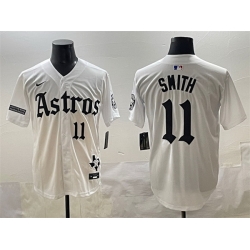 Men Houston Astros 11 Cam Smith White Gothic  27Houston Born Barrio Raised 27 Limited Stitched Baseball Jersey