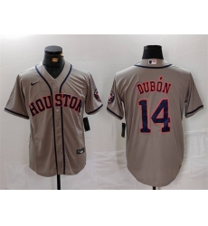 Men Houston Astros 14 Mauricio Dubon Grey Cool Base Stitched Baseball Jersey Men Houston Astros 14 Mauricio Dubon Grey Cool Base Stitched Baseball Jersey